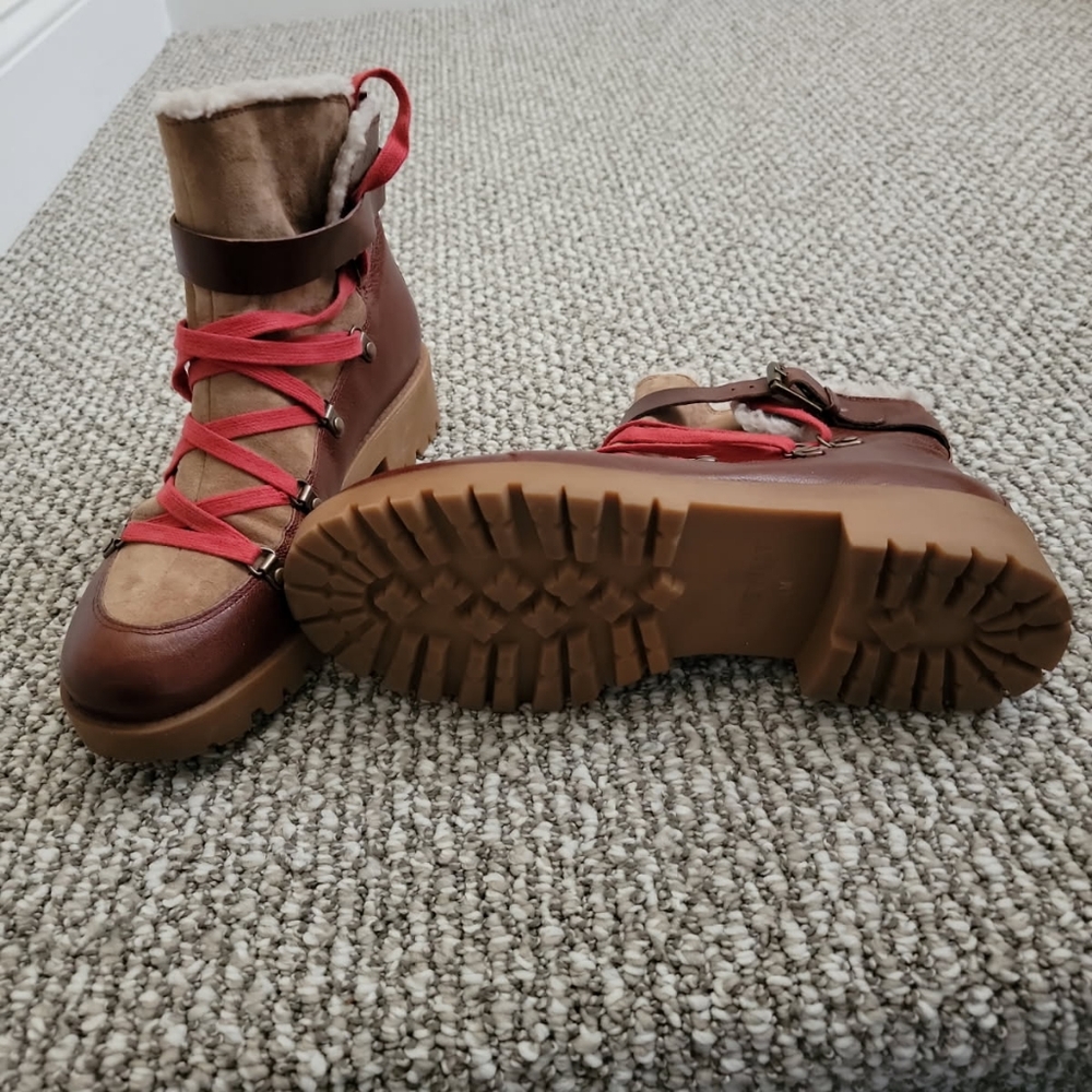 Stylish Women's Brown and Red Boots